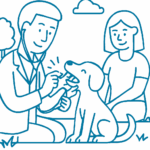 A doctor visiting a dog in the home